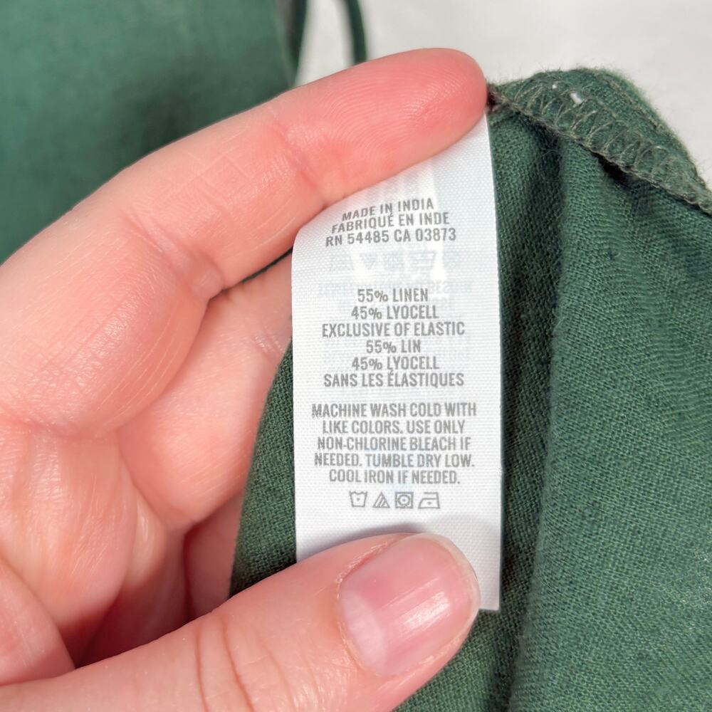 Aerie Natural Linen Blend Sycamore Green Square Neck Side Cut Out Mini Sun Dress - Picture 12 of 14